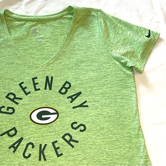 Nike | NFL Green Bay Packers V-Neck T-shirt Short Sleeve Heathered Green Large - Picture 3 of 8